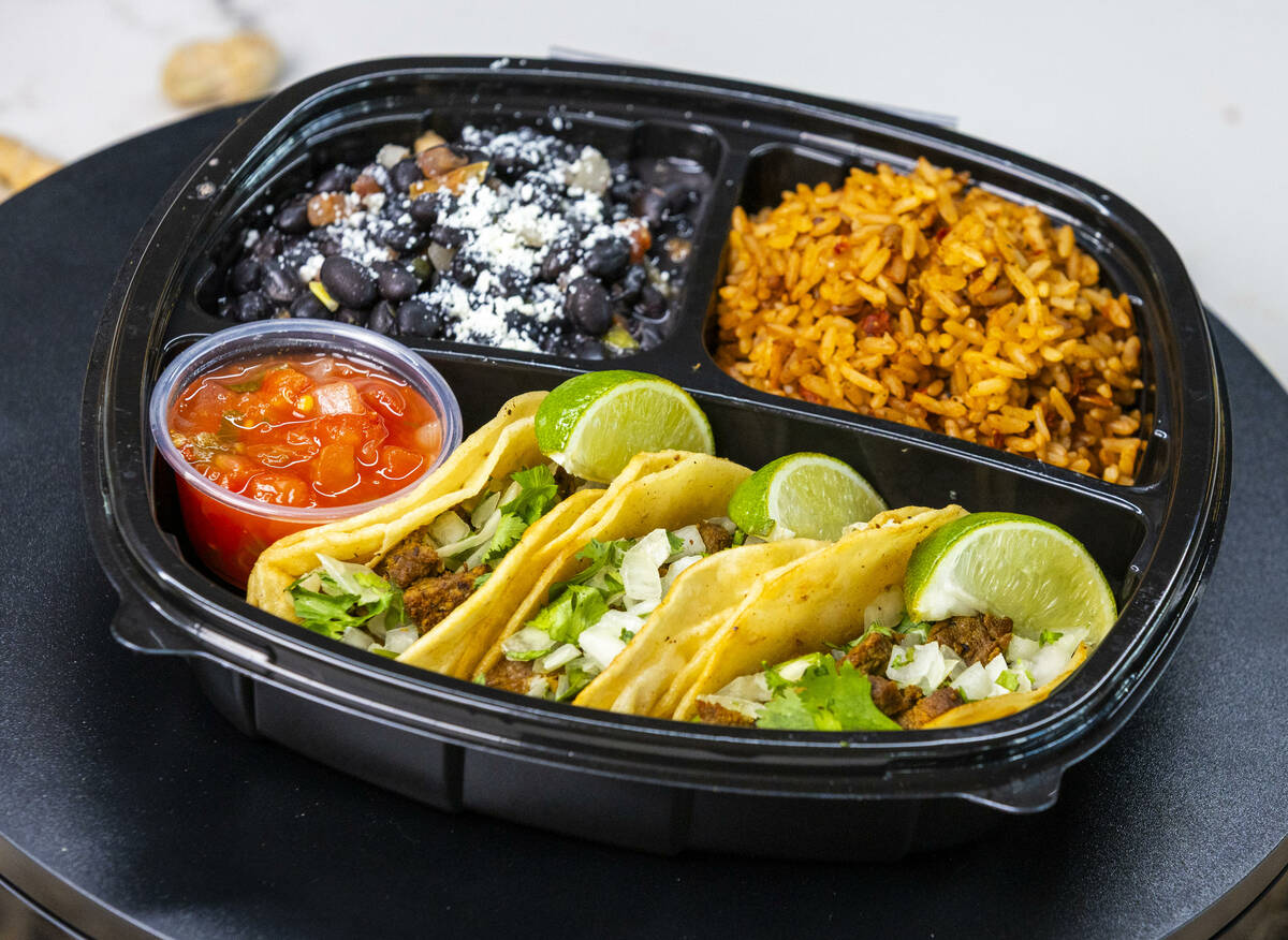 Carne asada tacos are one of the new "Tacos de Reyes" items available from the conces ...