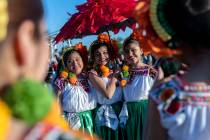 Abigail Flores, 14, from left, Leslie Barrage, 14, and Janel Cuenca, 15, all members of Ballet ...