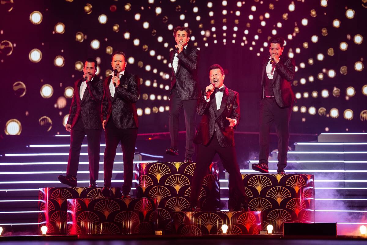 New Kids on the Block are shown at Dolby Live at Park MGM on Friday, June 20, 2025. (Al Powers)