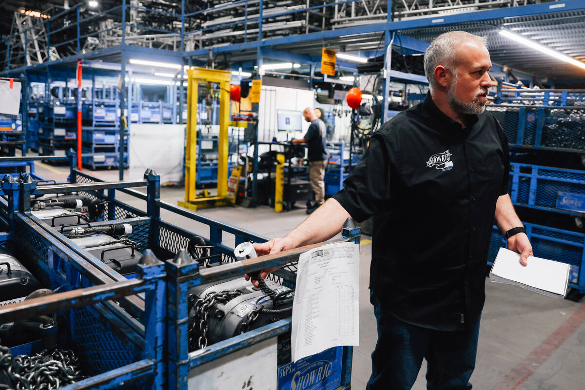 Benjamin Lampman, Vice President of touring, gives the Review-Journal a tour inside of SGPS Sho ...