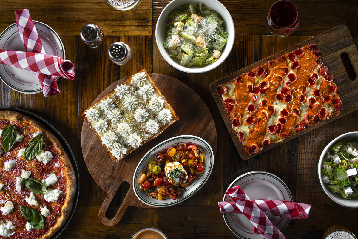 A variety of pizzas and salads from Good Pie. (Chris Wessling)
