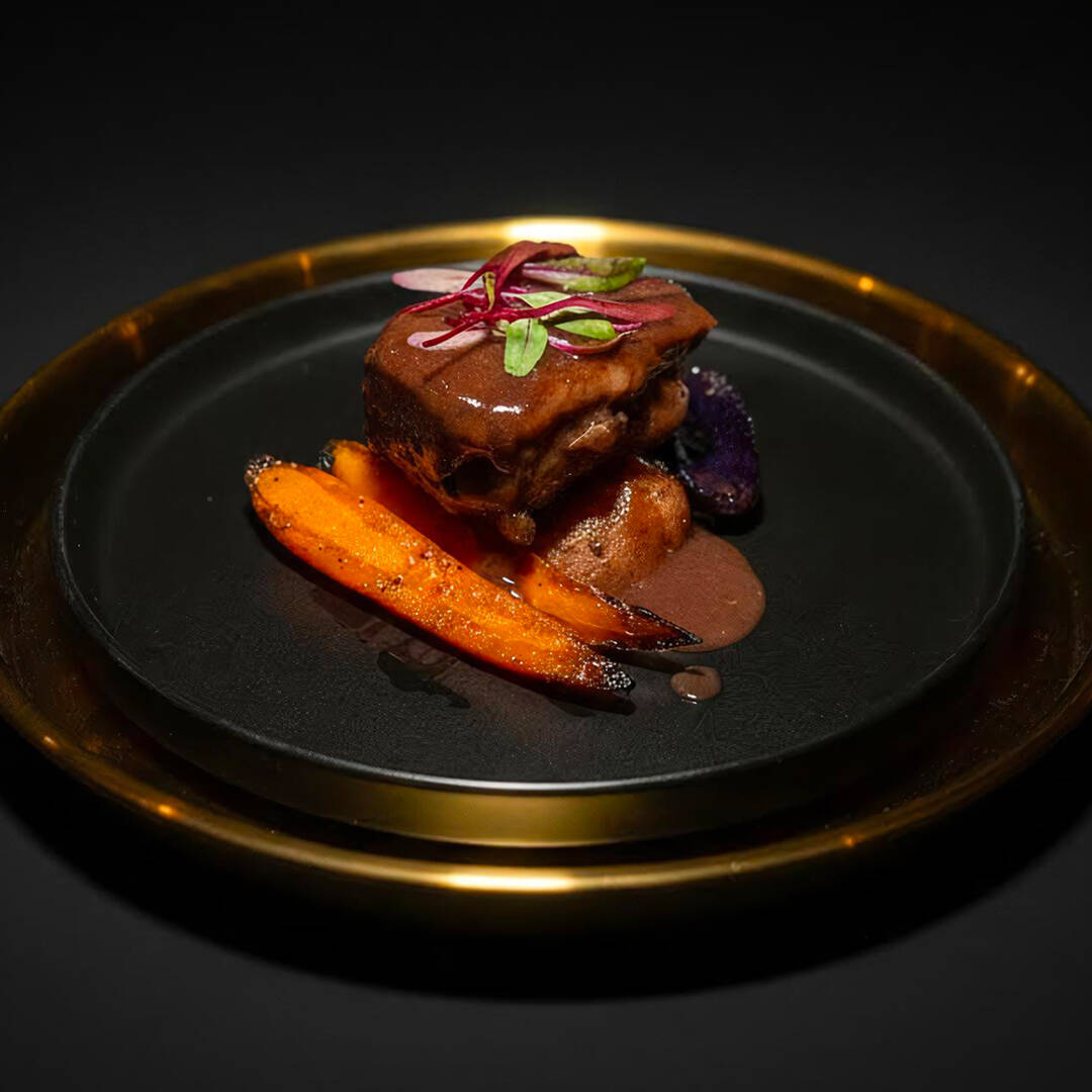 Braised ribs with a Cabernet reduction at Area15's Oddyssey Manor. (Area15)