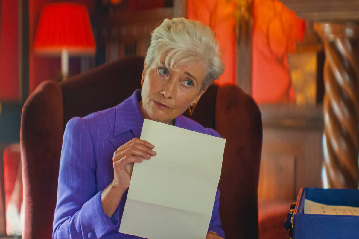 This image released by Amazon MGM Studios shows Emma Thompson in a scene from "The Sheep D ...