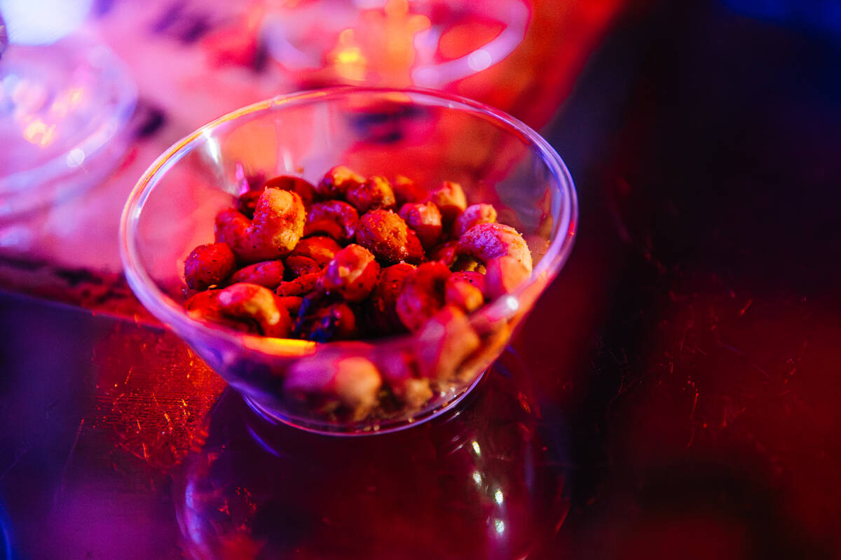 Curried cashews at the Golden Tiki Wednesday, May 13, 2026, in Las Vegas. (Madeline Carter/Las ...