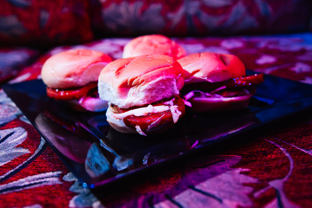Sliders at the Golden Tiki Wednesday, May 13, 2026, in Las Vegas. (Madeline Carter/Las Vegas-Re ...