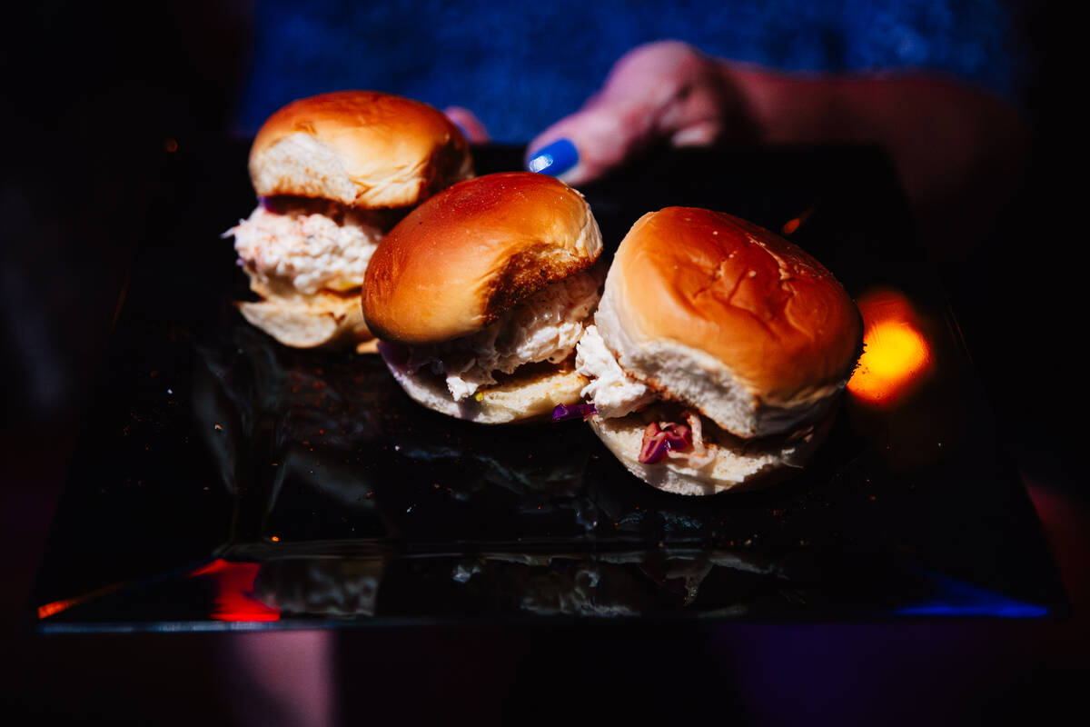 Shrimp sliders at the Golden Tiki Wednesday, May 13, 2026, in Las Vegas. (Madeline Carter/Las V ...