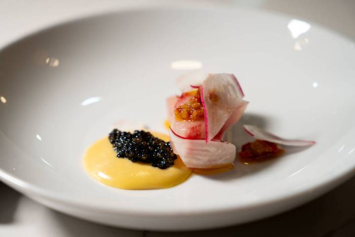 Hawaiian kampachi caviar from Lilli restaurant residency in Las Vegas. (Kelli Nguyen)