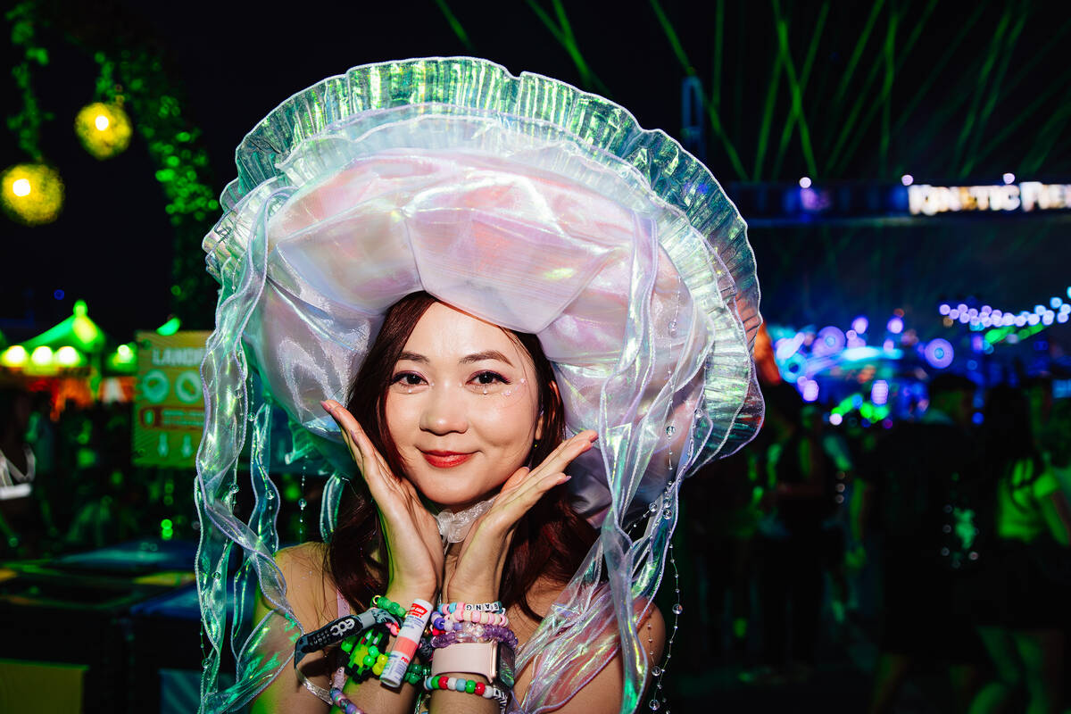 An attendee poses during day two of Electric Daisy Carnival at Las Vegas Motor Speedway Saturda ...