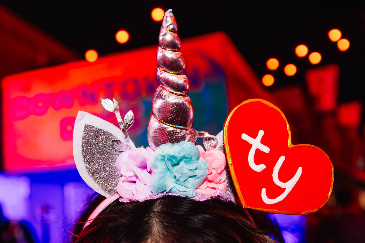 An attendee’s headband during day two of Electric Daisy Carnival at Las Vegas Motor Spee ...