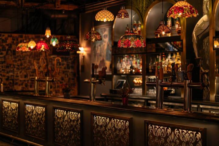 This image shows the bar at the redesigned Commonwealth bar on East Fremont Street in downtown ...