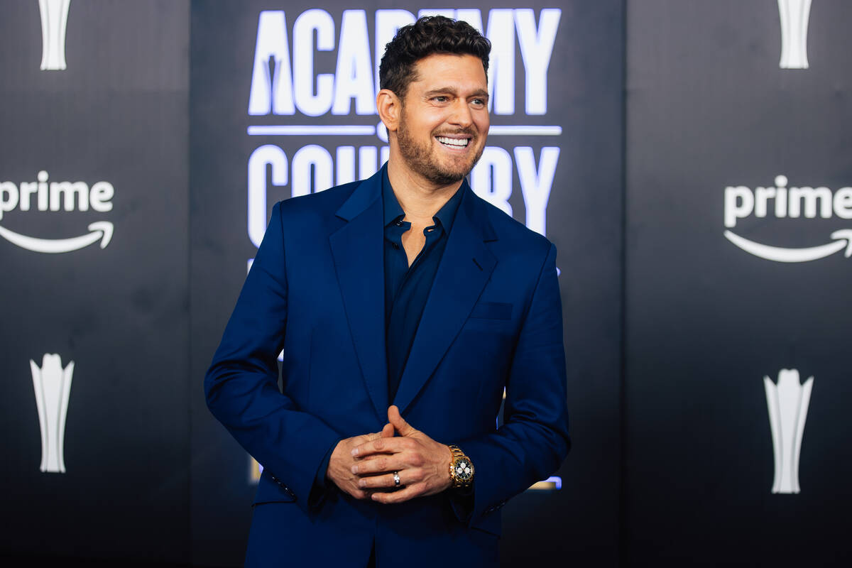 Michael Buble on the Academy of Country Music Awards red carpet at the MGM Grand Garden Arena S ...
