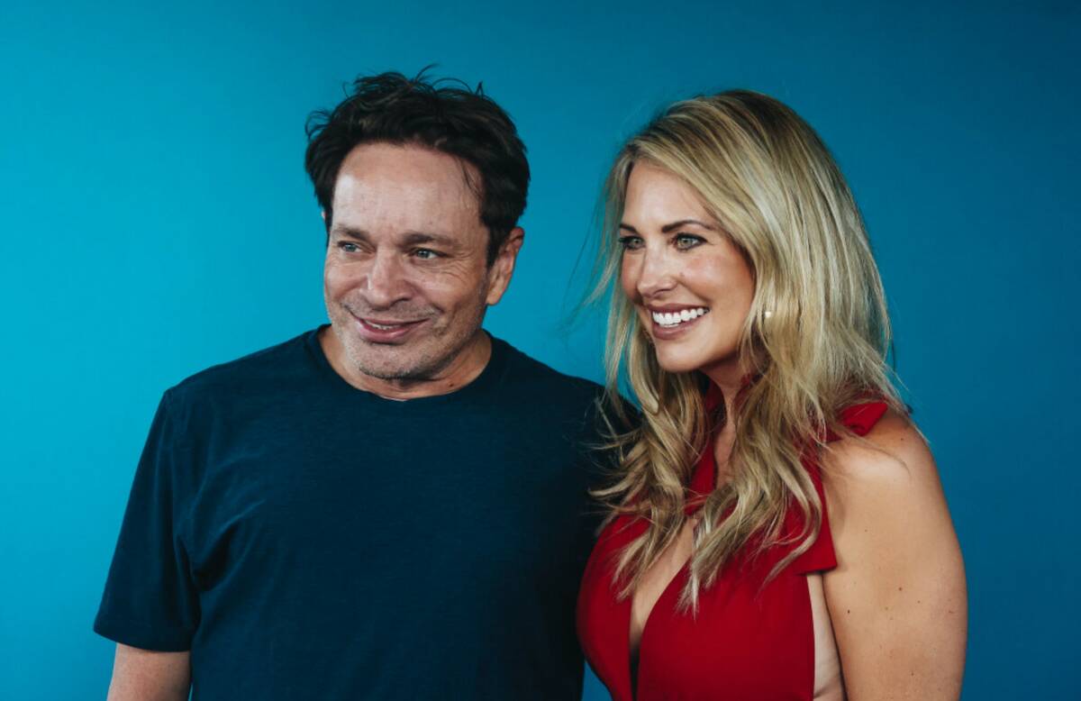 Actor Chris Kattan is shown with his fiancé, Maria Libri, outside of the Sphere during its ope ...