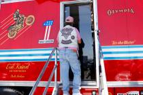 Tri-Tip Brown, a member of the Bling Devas MC, a Las Vegas-based all-female motorcycle club ded ...
