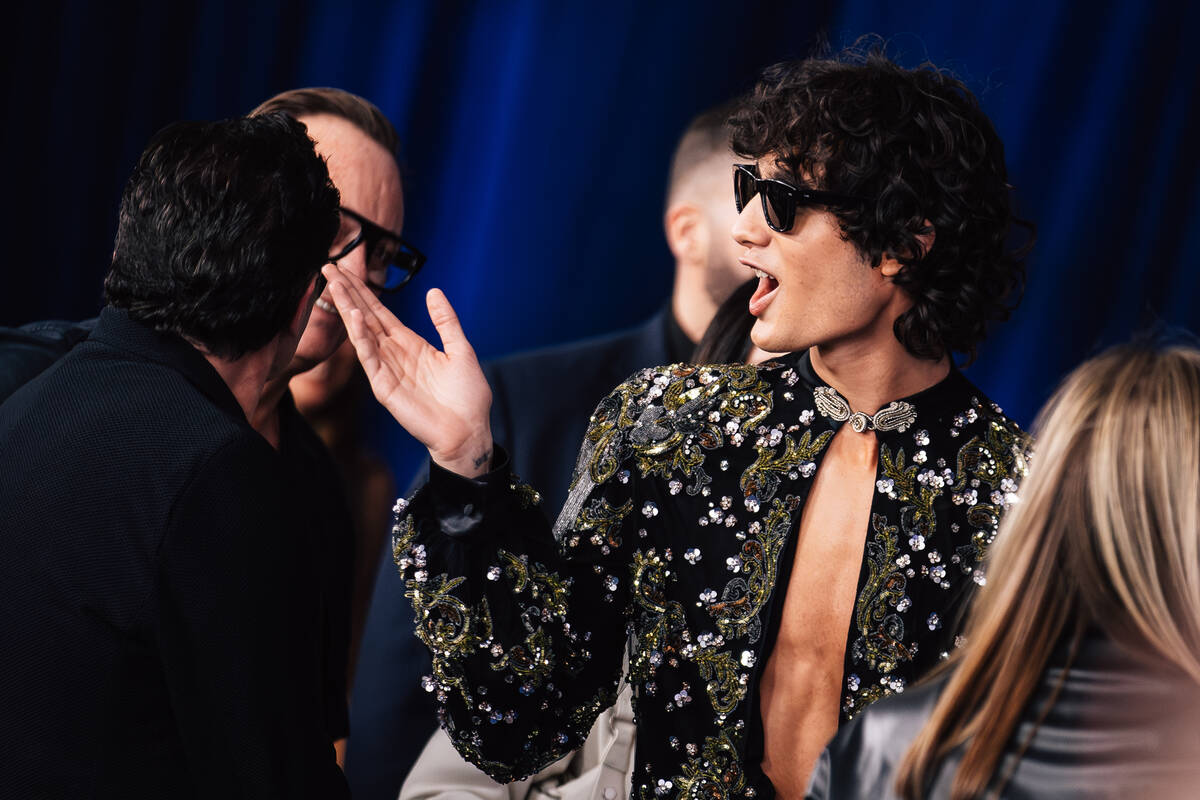 Sombr on the American Music Awards red carpet at MGM Grand Garden Arena Monday, May 25, 2026, i ...