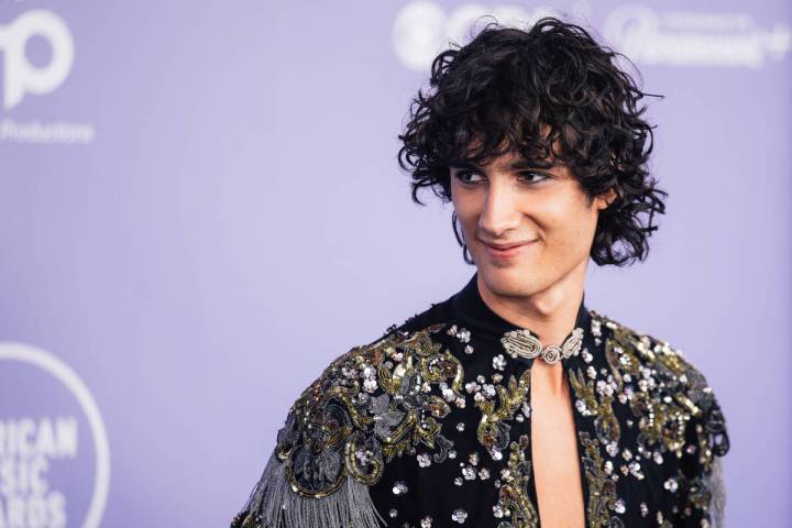 Sombr on the American Music Awards red carpet at MGM Grand Garden Arena Monday, May 25, 2026, i ...