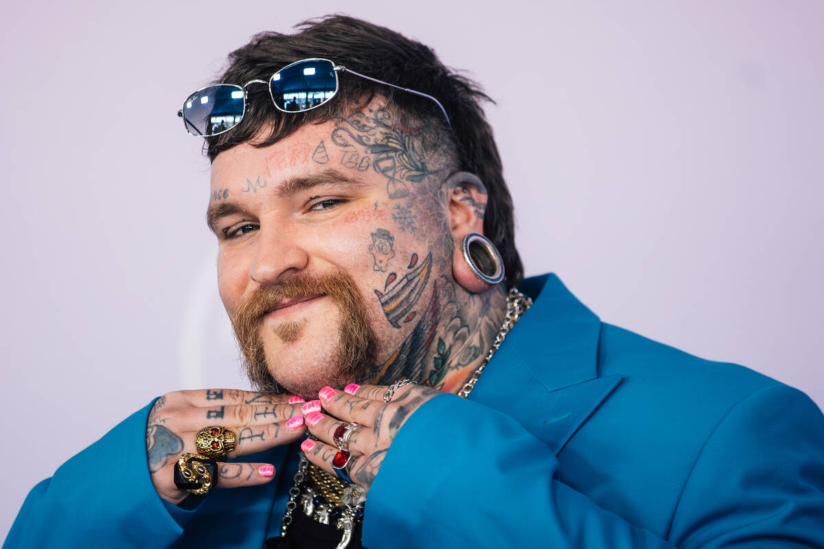 Teddy Swims on the American Music Awards red carpet at MGM Grand Garden Arena Monday, May 25, 2 ...