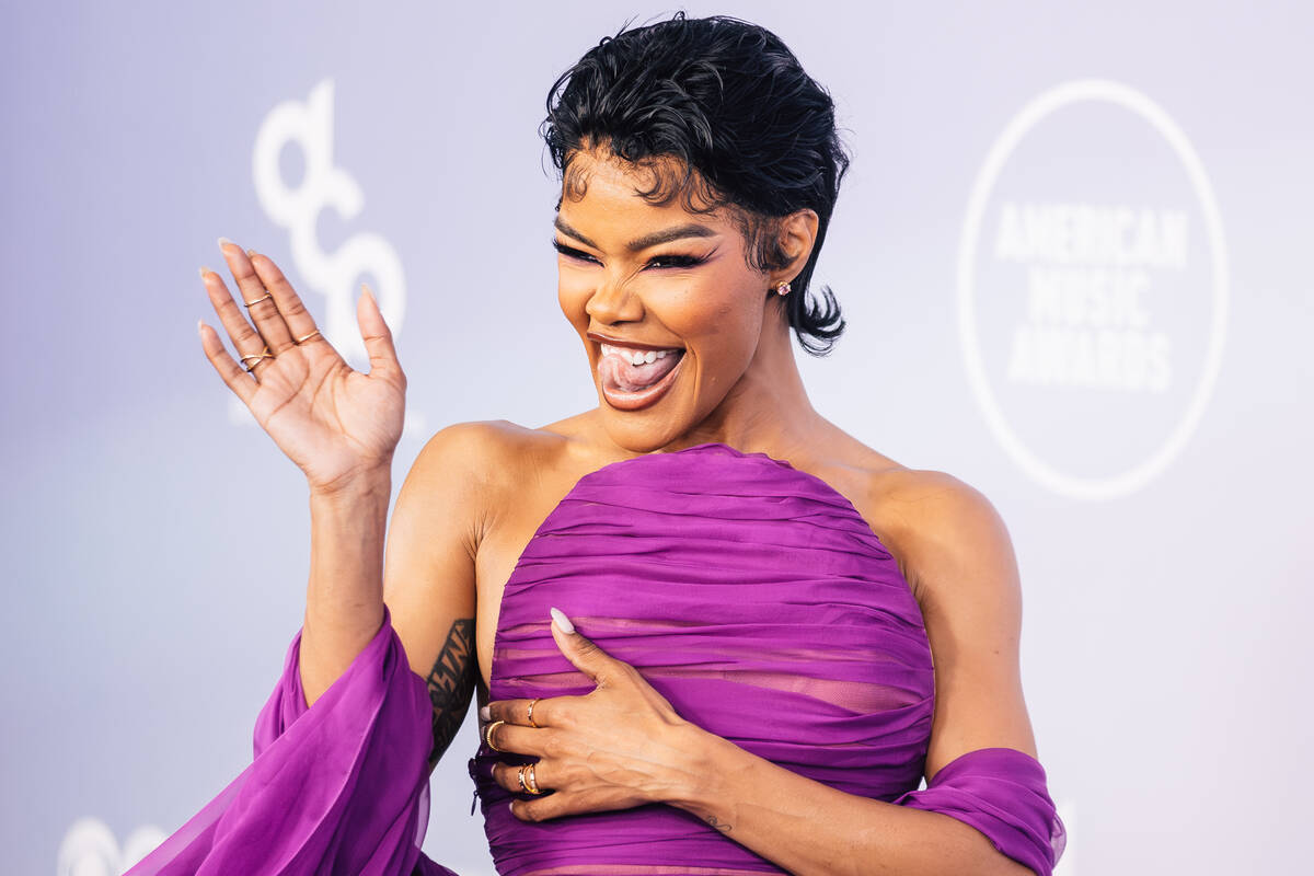 Teyana Taylor on the American Music Awards red carpet at MGM Grand Garden Arena Monday, May 25, ...