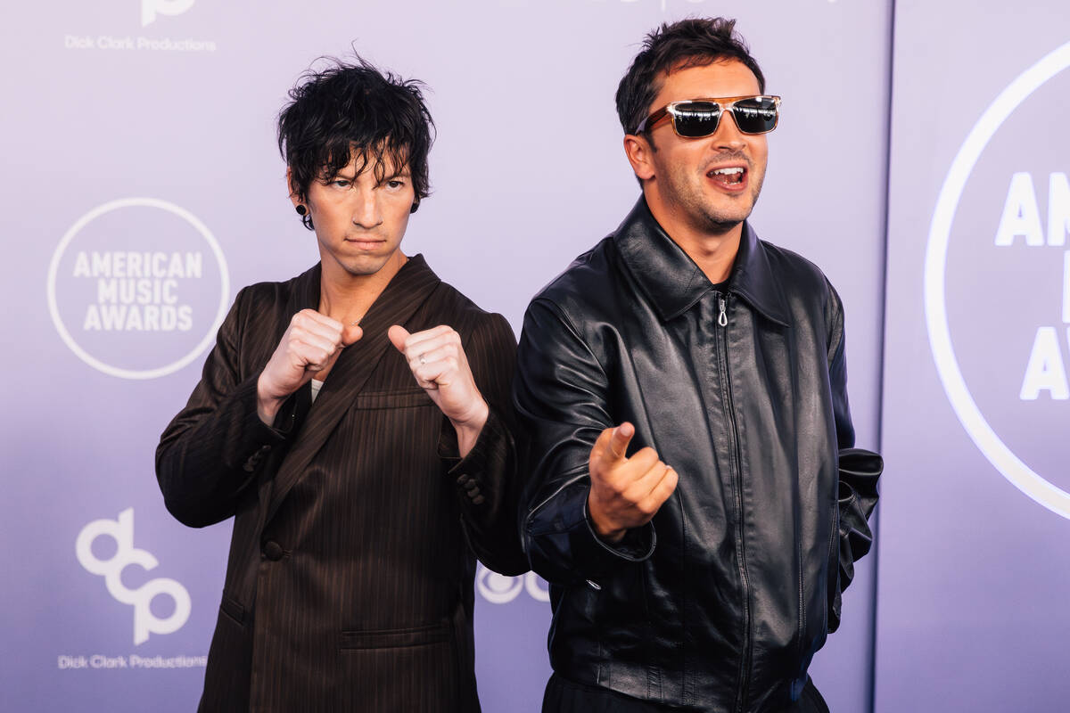 Twenty One Pilots on the American Music Awards red carpet at MGM Grand Garden Arena Monday, May ...