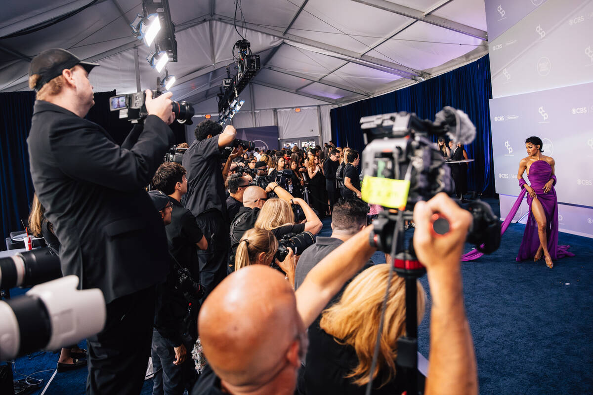 Teyana Taylor on the American Music Awards red carpet at MGM Grand Garden Arena Monday, May 25, ...