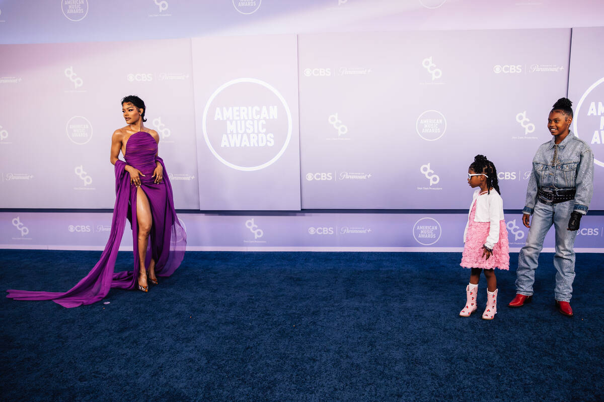Teyana Taylor on the American Music Awards red carpet at MGM Grand Garden Arena Monday, May 25, ...