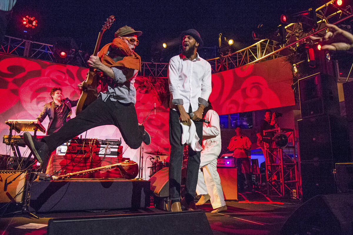 Rob Myers, left, of Thievery Corporation perform on board the Norwegian Escape during day 2 of ...