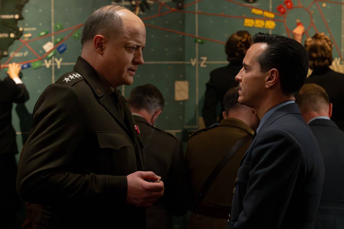 From left to right: Brendan Fraser and Andrew Scott in "Pressure." (Alex Bailey/Focus ...