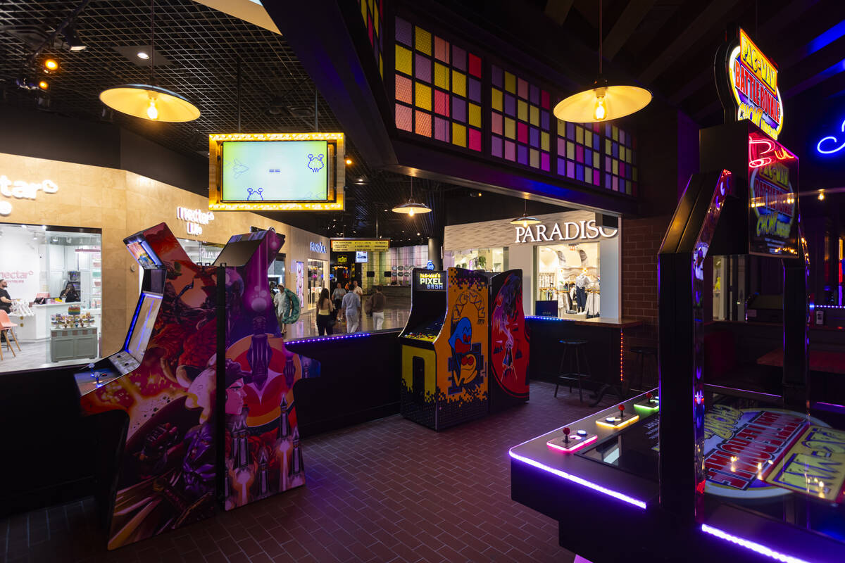 Arcade games at the Bonus Round arcade bar at The District at MGM Grand on Thursday, May 21, 20 ...