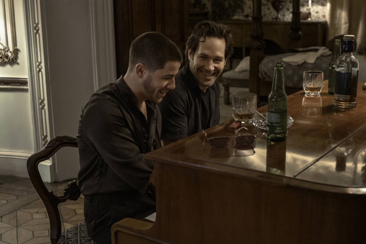 Nick Jonas as Danny and Paul Rudd as Rick in Power Ballad. (David Cleary)