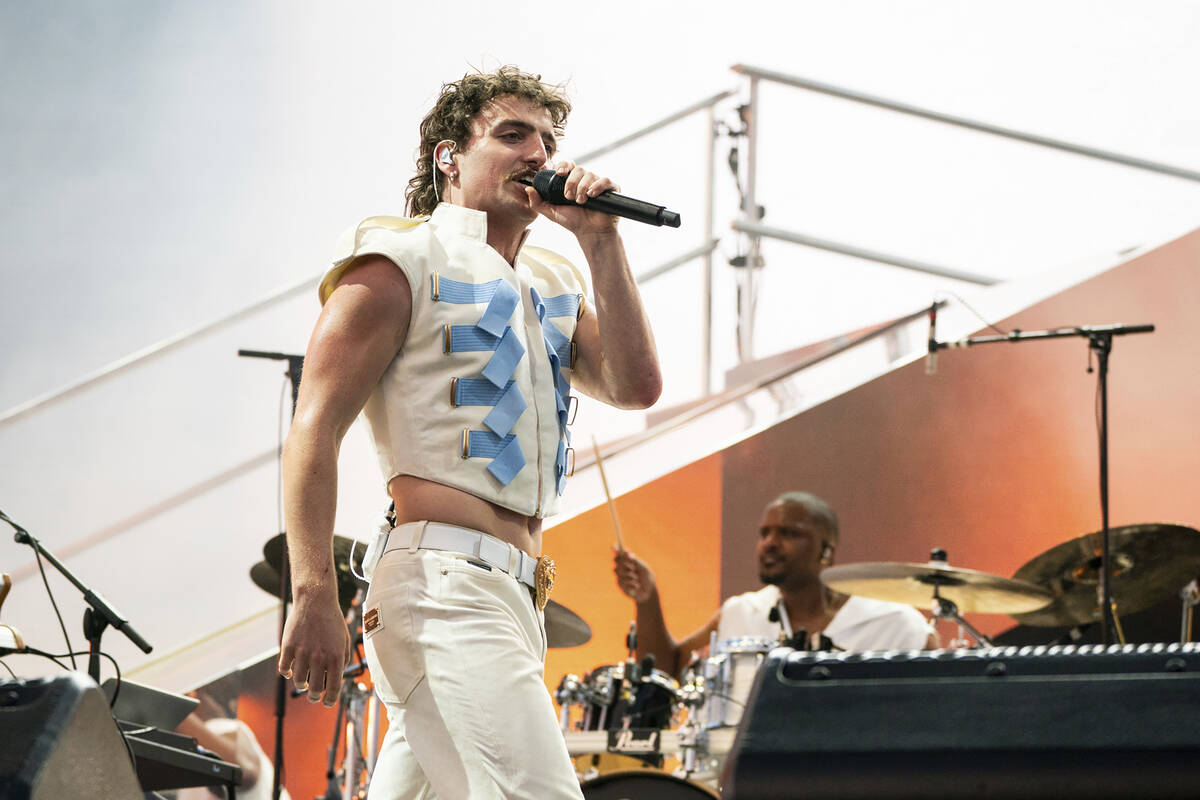 Benson Boone performs during the first weekend of the Coachella Valley Music and Arts Festival ...