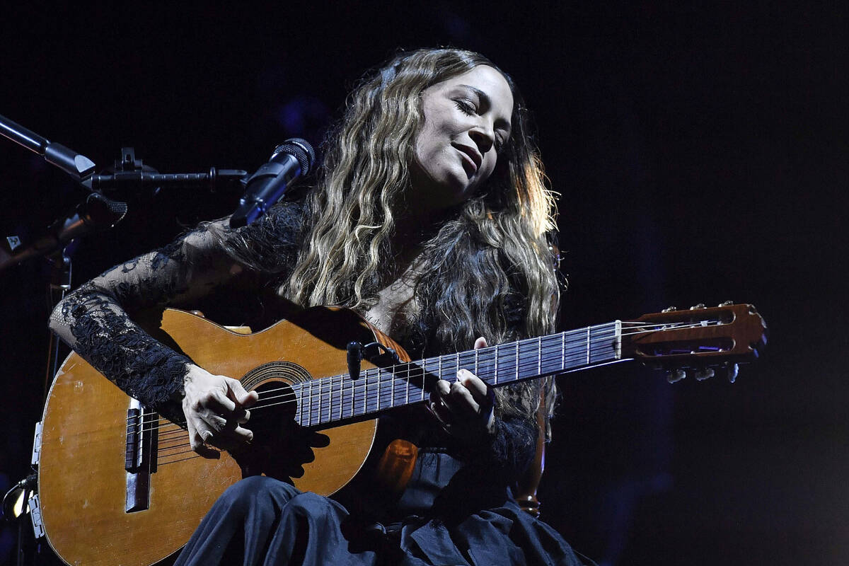FILE - Mexican singer Natalia Lafourcade performs at the Concha Acustica of Bello Monte in Cara ...