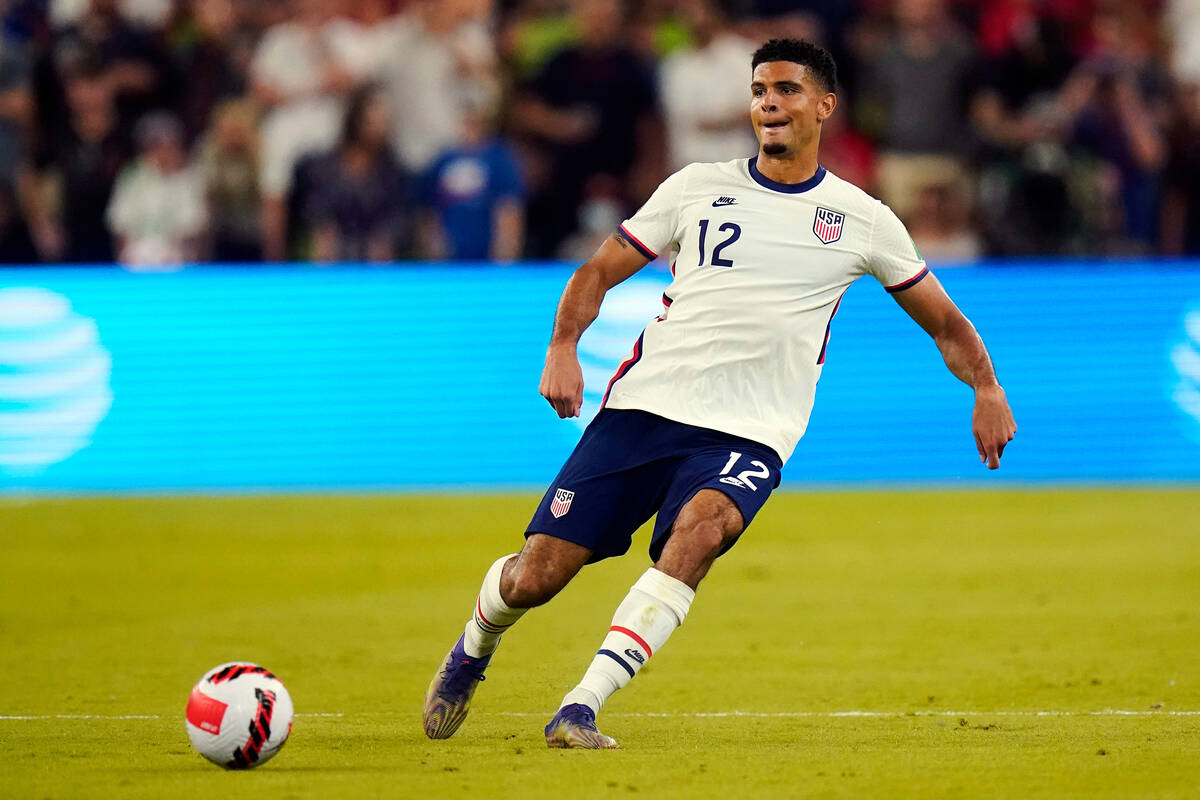 FILE - United States' Miles Robinson (12) plays during a FIFA World Cup qualifying soccer match ...