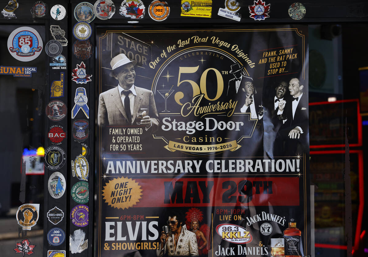 A customer appreciation notice and the announcement of Stage Door Casino’s 50th Annivers ...