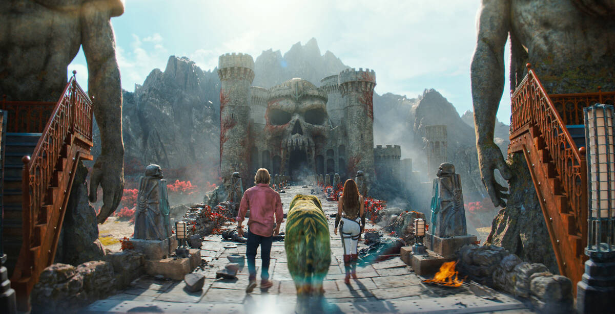 This image released by Amazon MGM Studios shows Nicholas Galitzine and Camila Mendes in a scene ...