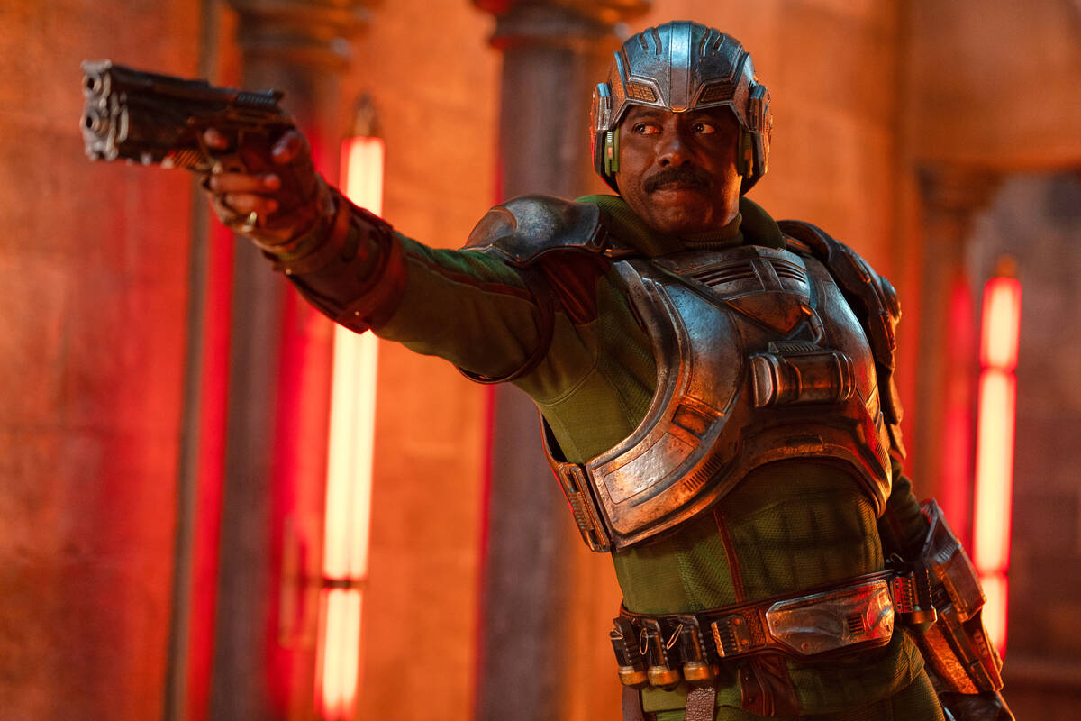 This image released by Amazon MGM Studios shows Idris Elba in a scene from "Masters of the ...
