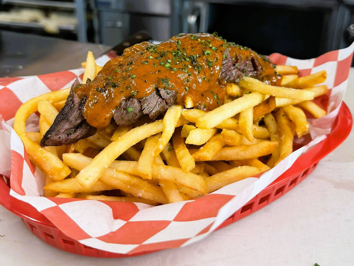 Steak and beef tallow frites from Diamond Spur Butcher Shop & Deli in southwest Las Vegas. (Fea ...