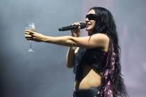 Charli xcx performs during the Glastonbury Festival in Worthy Farm, Somerset, England, Saturday ...