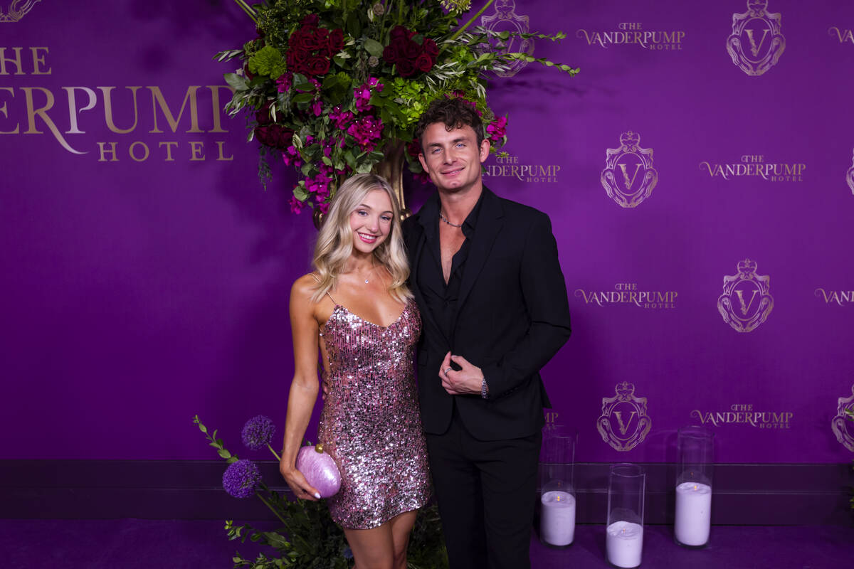 James Kennedy, right, and Jordan Meyers pose on the red carpet for the grand opening of The Van ...