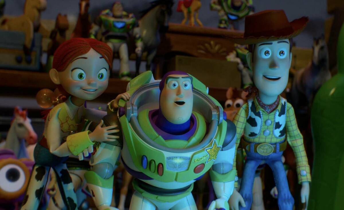 Tom Hanks, Joan Cusack, Tim Allen, Shelby Rabara and Greta Lee star in "Toy Story 5." (Disney/P ...