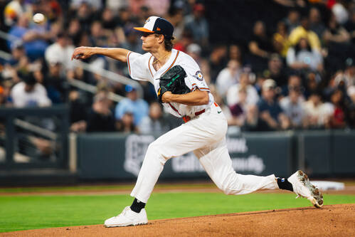 Aviators pitcher Kade Morris throws out the ball during an opening season game against the Salt ...