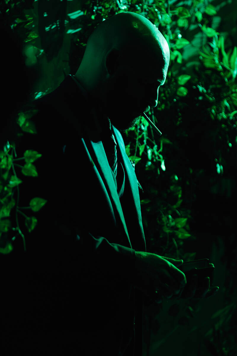 Simone Skold performs as Mr. Grass during a showing of ClueX, a burlesque parody, at Notoriety ...