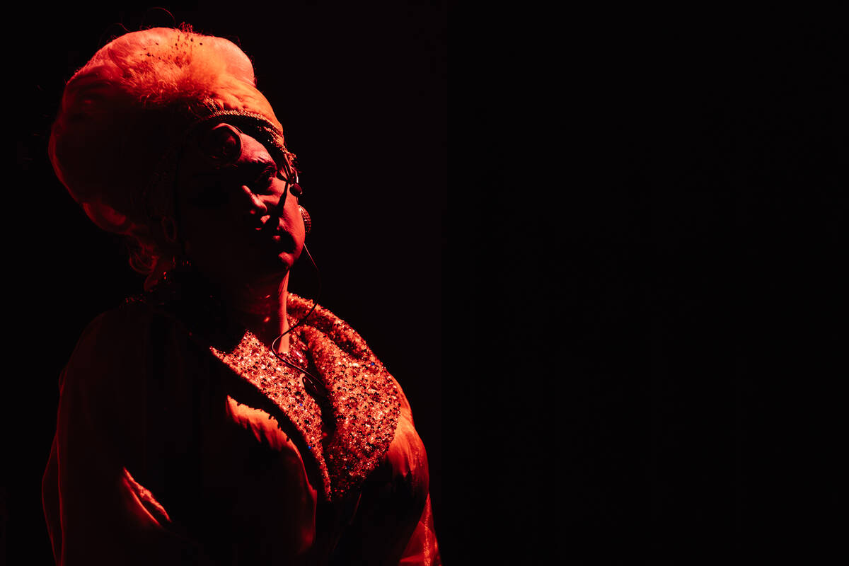 Jaymes Mansfield performs during a showing of ClueX, a burlesque parody, at Notoriety Live Satu ...