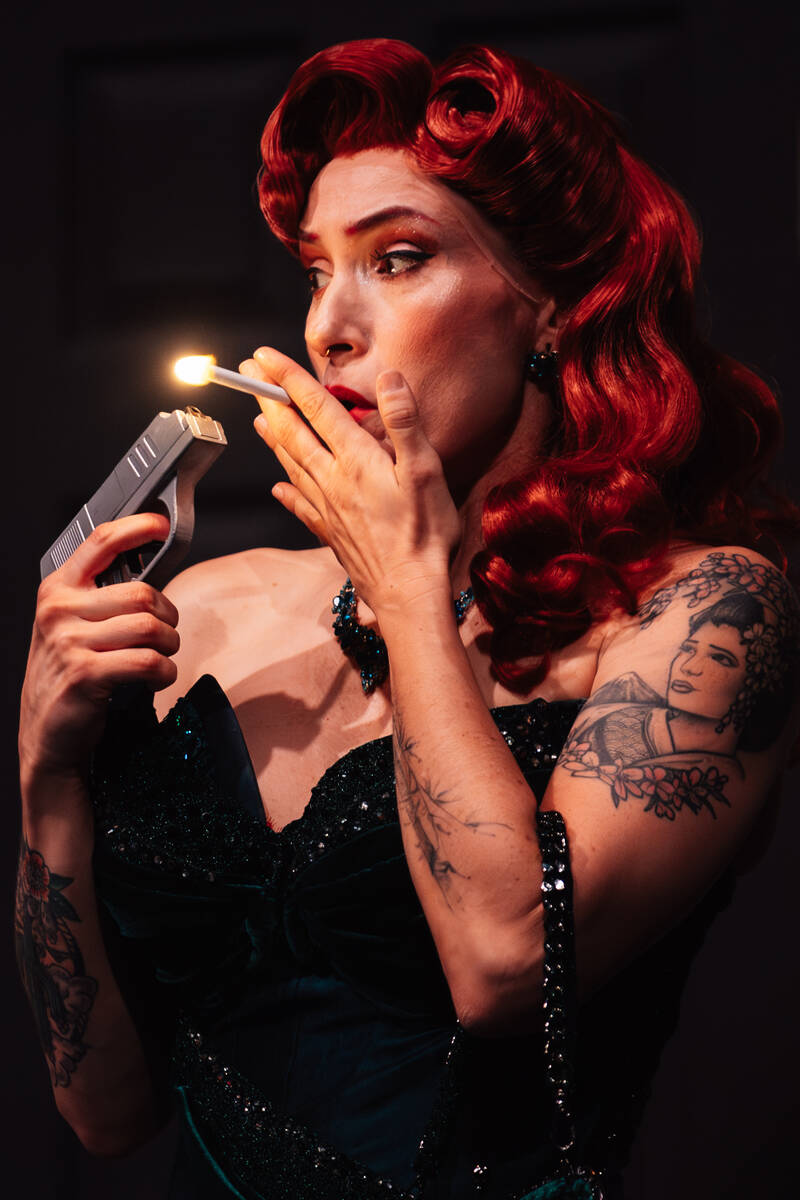 Ali Vesey performs during a showing of ClueX, a burlesque parody, at Notoriety Live Saturday, M ...