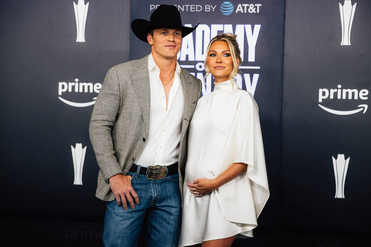 Parker McCollum and his wife, Hallie Ray Light McCollum, on the Academy of Country Music Awards ...