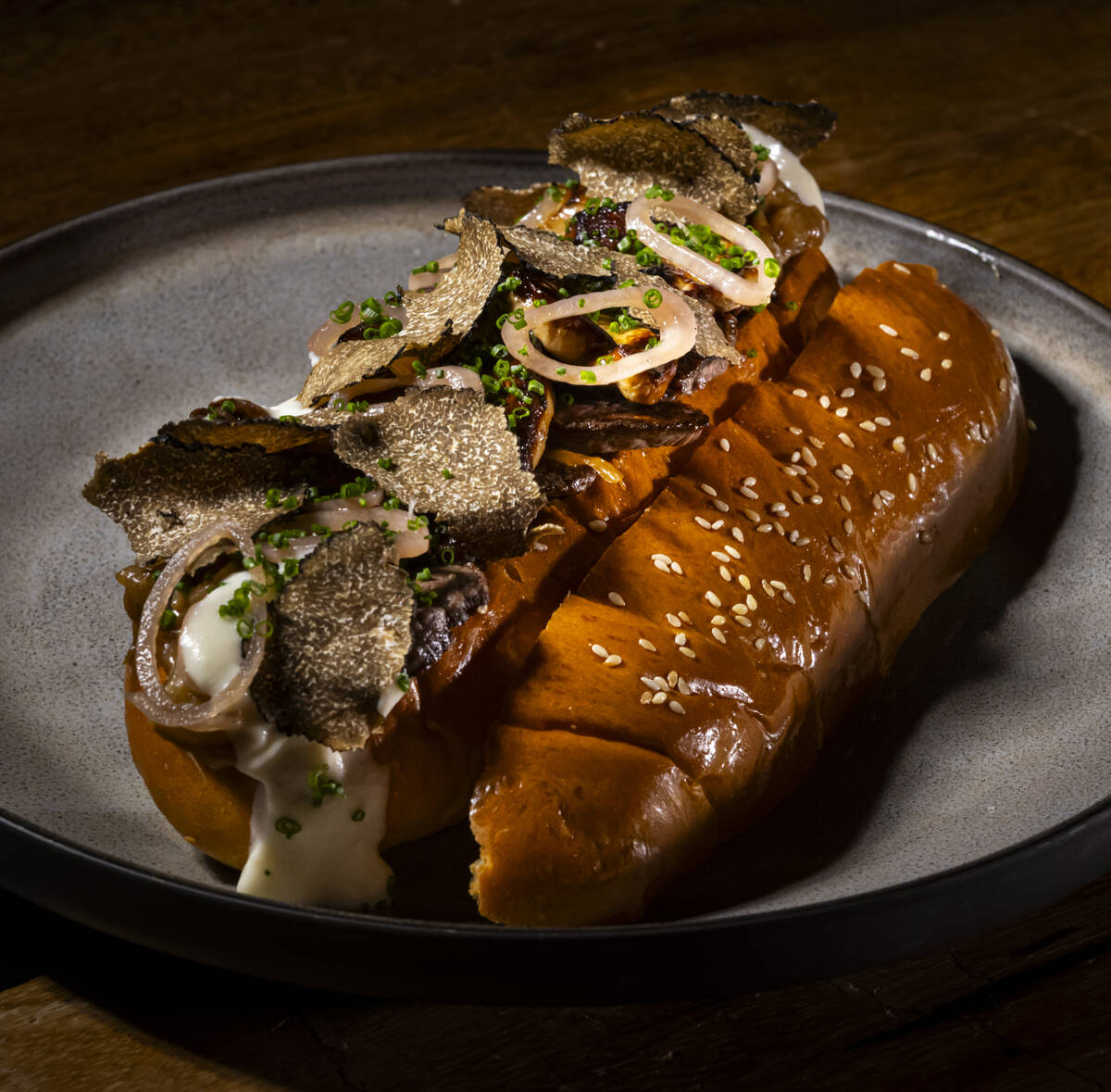 The $100 cheesesteak is seen at The Guest House at Town Square on Wednesday, Aug. 12, 2026, in ...