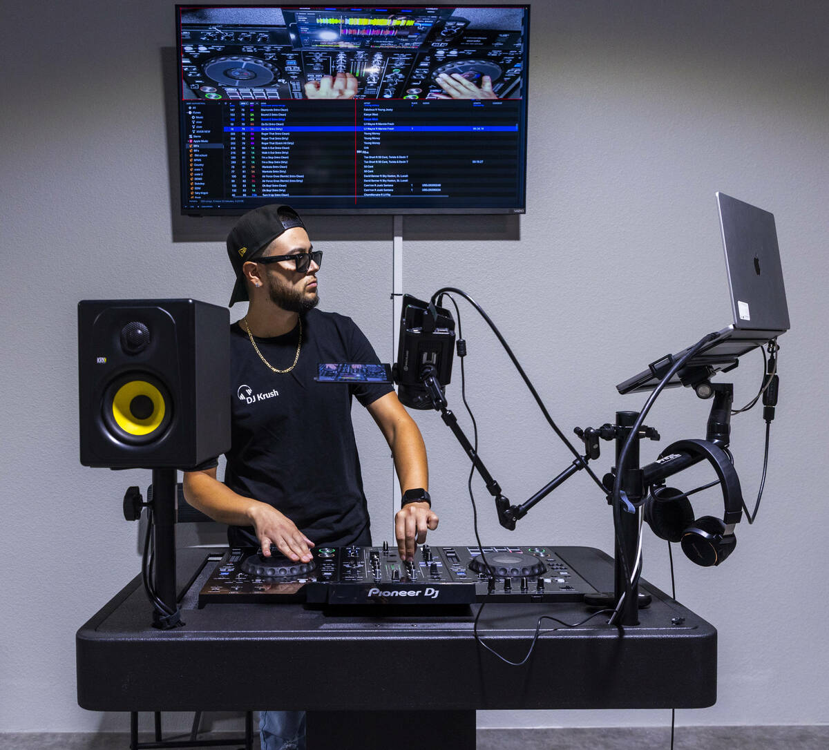 DJ Krush sets ups for the next class as CTRL Room offers a 90-minute DJ experience with instruc ...