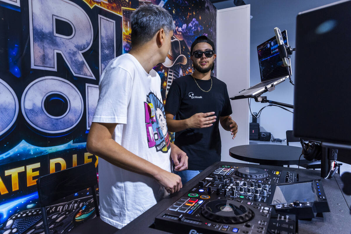 Student Osoflako works with DJ Krush in class as CTRL Room offers a 90-minute DJ experience wit ...