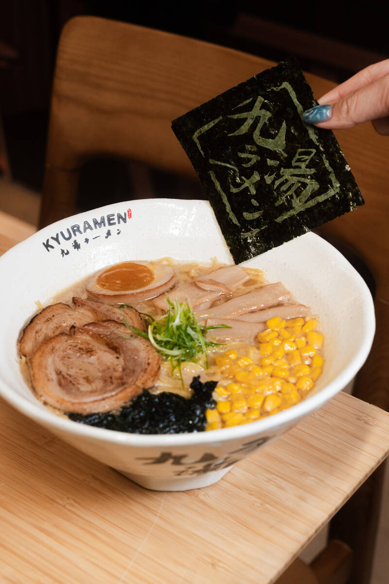 Tokyo tonkotsu shoyu ramen from Super Kyuramen, open as of summer 2026 in Chinatown Vegas. (Sup ...