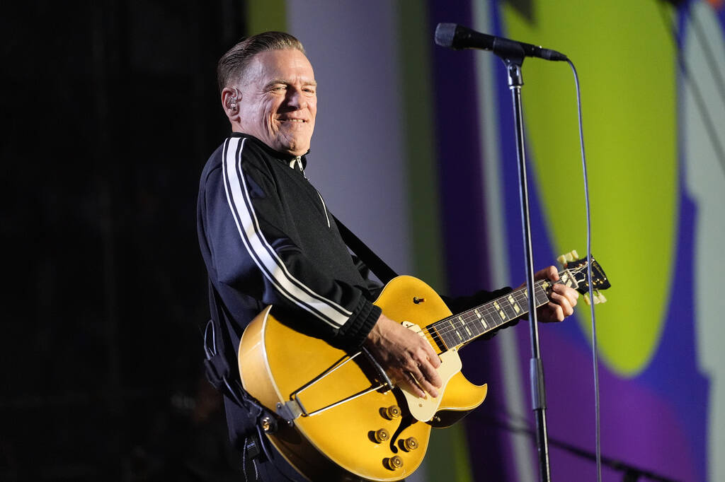 Bryan Adams performs during a countdown concert ahead of the World Cup soccer tournament on Wed ...