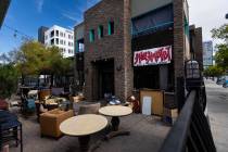 The shuttered Hola Habibi bar and hookah lounge is seen on Thursday, Aug. 6, 2026, in Las Vegas ...