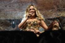 Karol G performs during the first weekend of Coachella Valley Music and Arts Festival on Sunday ...